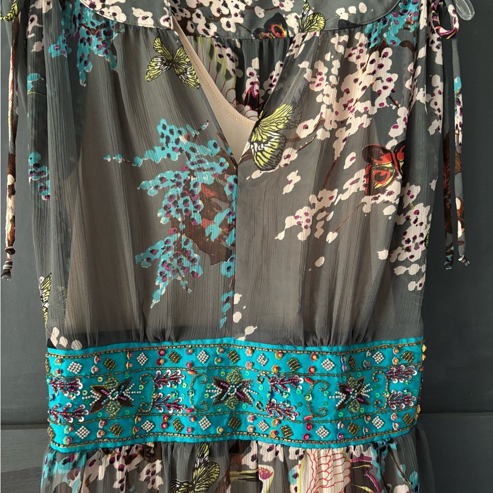 Floral Maxi Dress with Teal Accents